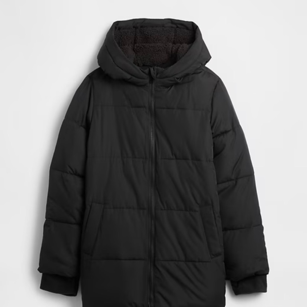 GAP Kids Black Hooded Long Puffer Coat